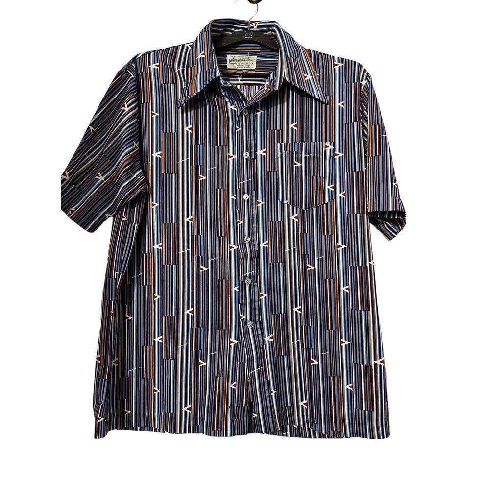 Vintage 80's‎ Shirt K Mart Size M knit sport shirt shirt Sleeve Striped